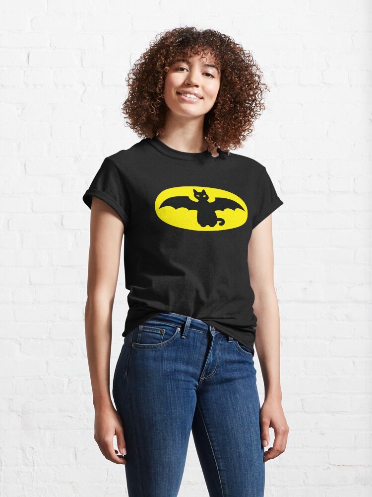 Classic T-Shirt, BLACK BAT CAT WITH BAT WINGS FOR HALLOWEEN designed and sold by Catinorbit