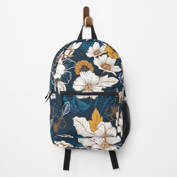 Item preview, Navy and Gold Peony and Blossom Seamless Pattern designed and sold by meghanmarie.