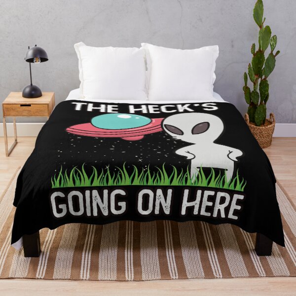 Item preview, The Heck's Going On Here Funny Alien With Flying Saucer designed and sold by Rawsky.