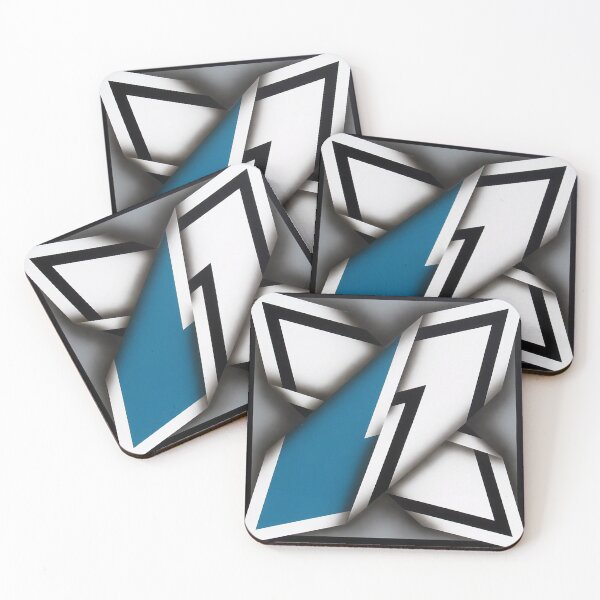 Item preview, folded black and white blue shapes geometric painting Omar rayo op art lines stripes designed and sold by mariaa999.