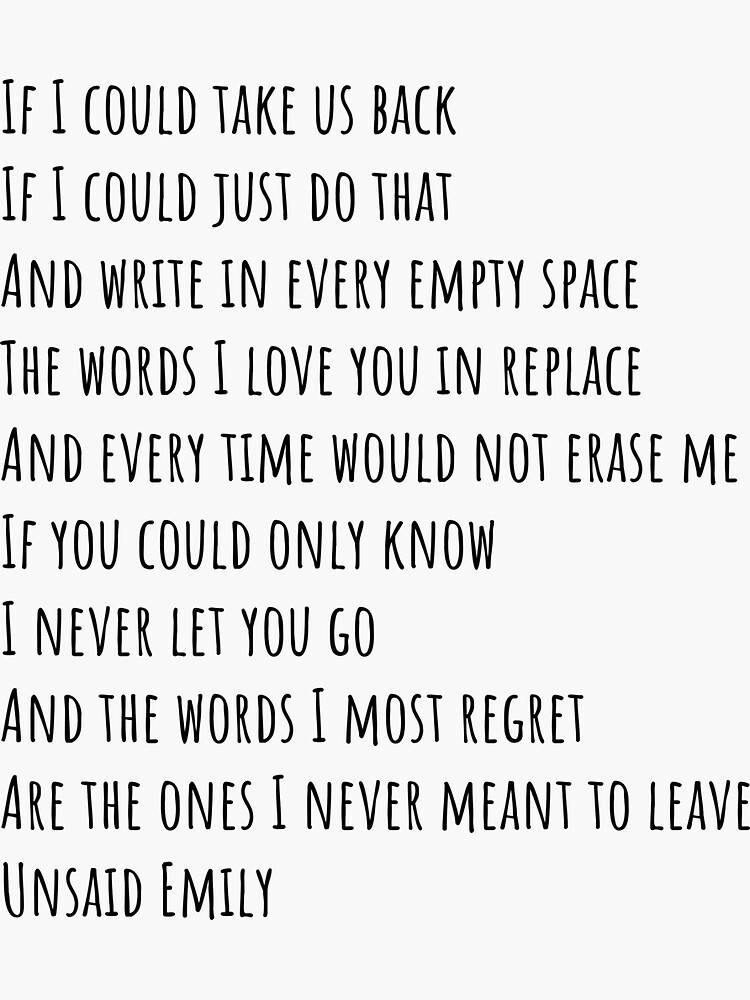 Letra Unsaid Emily de Julie And The Phantoms en español (traducción)  Pegatina