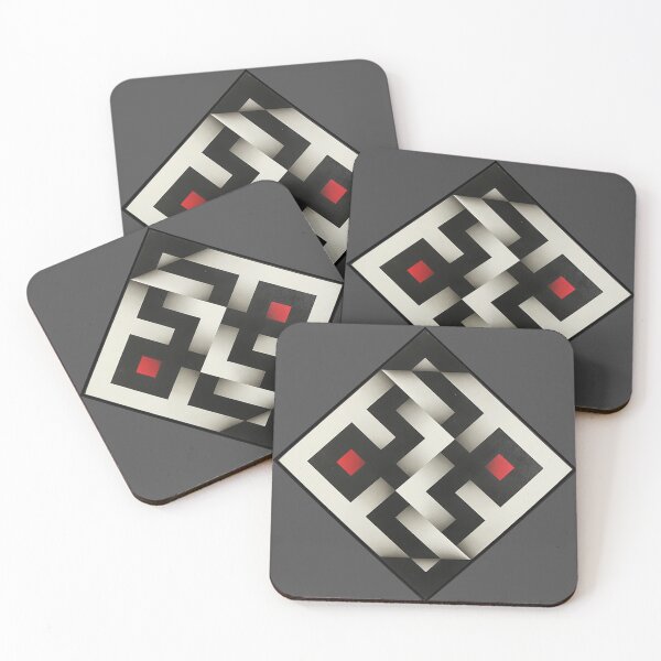 Item preview, folded black and white red shapes geometric painting Omar rayo op art lines stripes diamond square designed and sold by mariaa999.