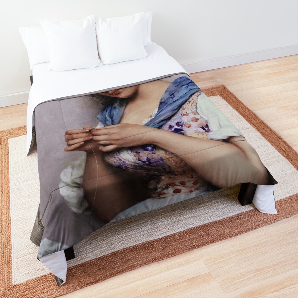 The Italian Seamstress by Eugene de Blaas Classical Fine Art Old Masters Reproduction Comforter