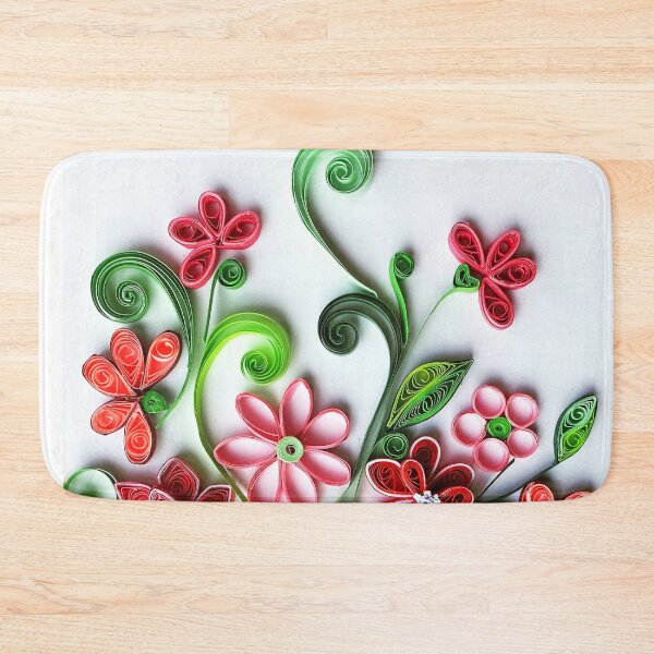 Item preview, Vivid red quilled flowers on white background - quilled floral artwork (close-up) (THIS IS A PRINT) designed and sold by folkyouall.