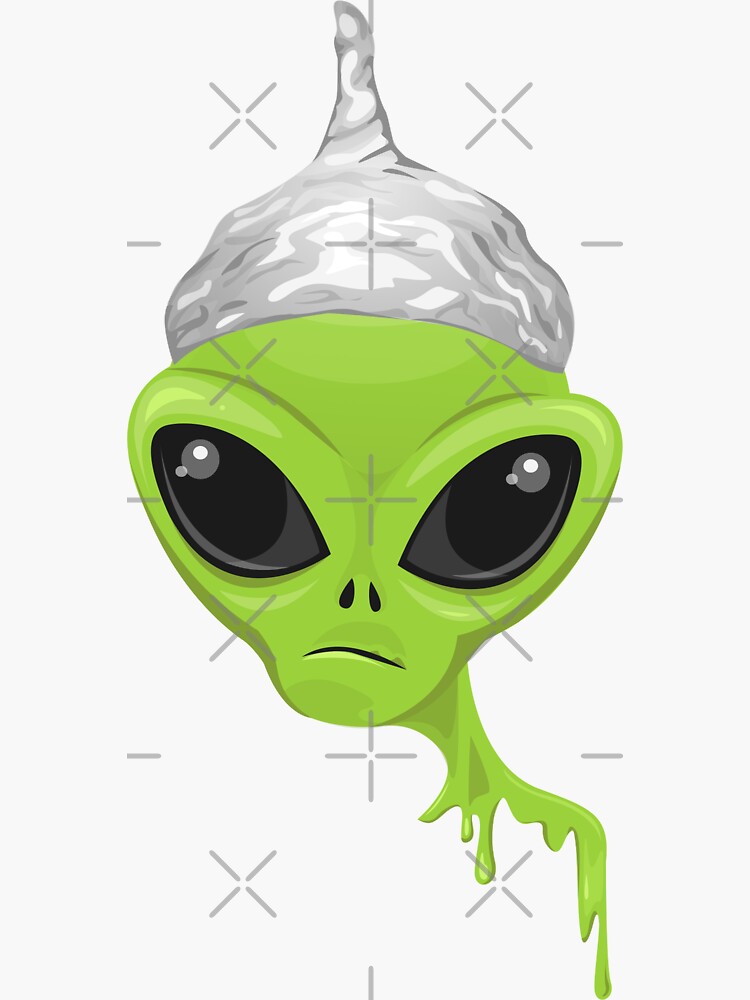 "Alien Wearing Tin Foil Hat" Sticker for Sale by cristieguevara