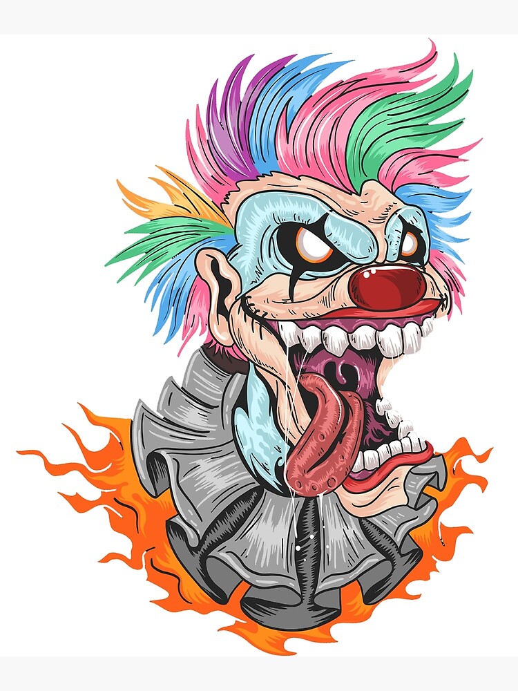  (Cartoon Scary Clown Face) Patterned Leather
