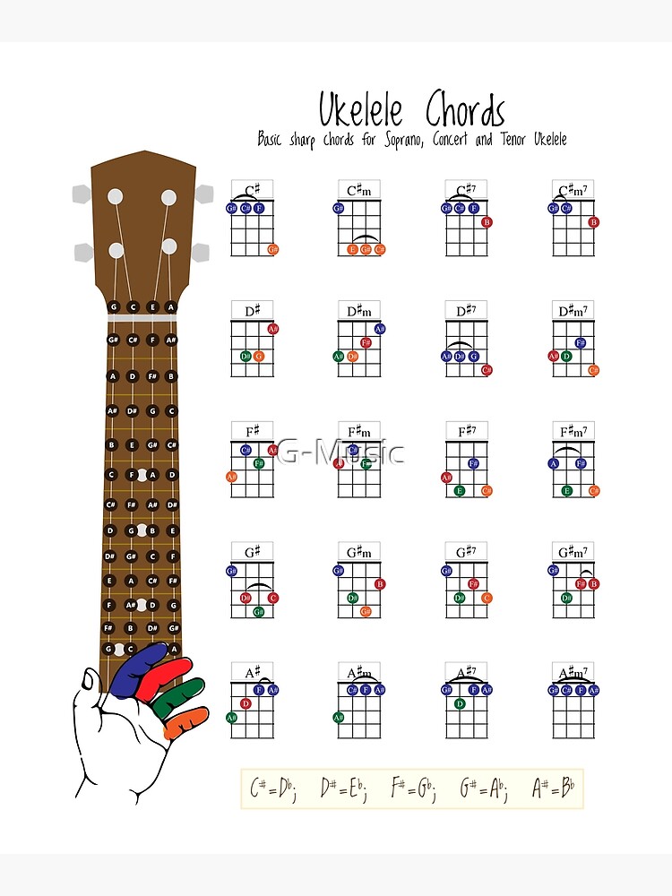 ukulele chords chart fingering diagram for beginners