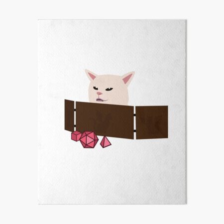 Confused Cat at DnD Table Art Board Print