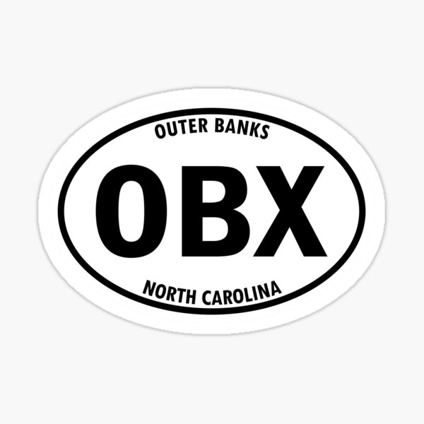 Vista previa del artículo con la obra «Adhesivo de viaje ovalado OBX de Outer Banks, Carolina del Norte», diseñado y vendido por SeaStories88.