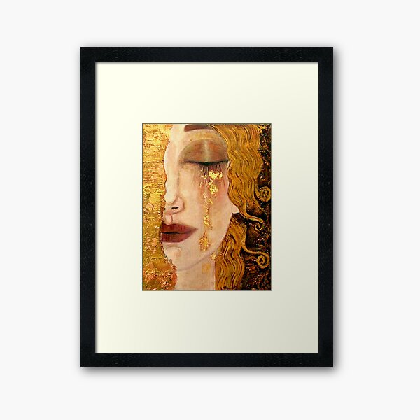 Freya's Tears (Golden Tears) portrait by Gustav Klimt Framed Art Print