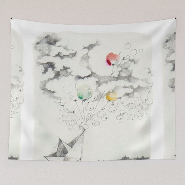 Item preview, paper boat with baloons - TRASP - watercolor designed by Tizi Graphics designed and sold by TiziGraphics.
