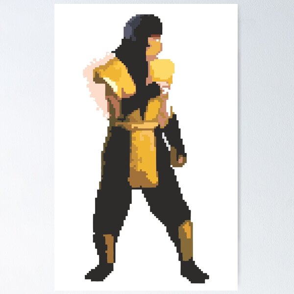 Artikel-Vorschau von Mortal Kombat Retro Skorpion Pixel 16 Bit T-shirt, designt und verkauft von wear4gamers.