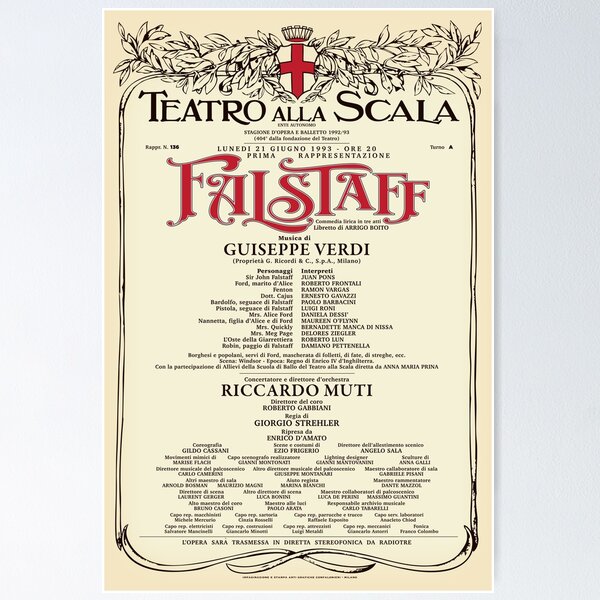 Item preview, Vintage-Style La Scala Falstaff Opera Poster designed and sold by travelwitheric.
