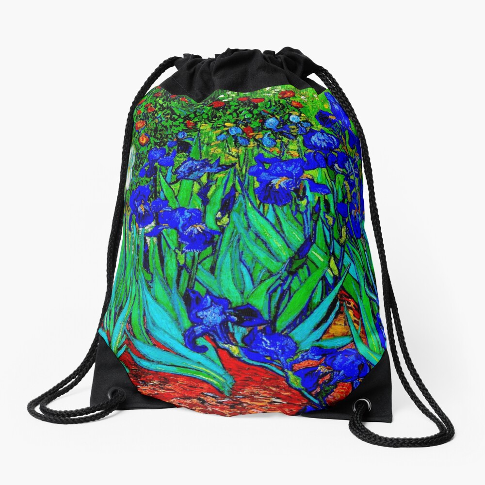 "Irises" by Vincent van Gogh | van Gogh Fine Art Drawstring Bag