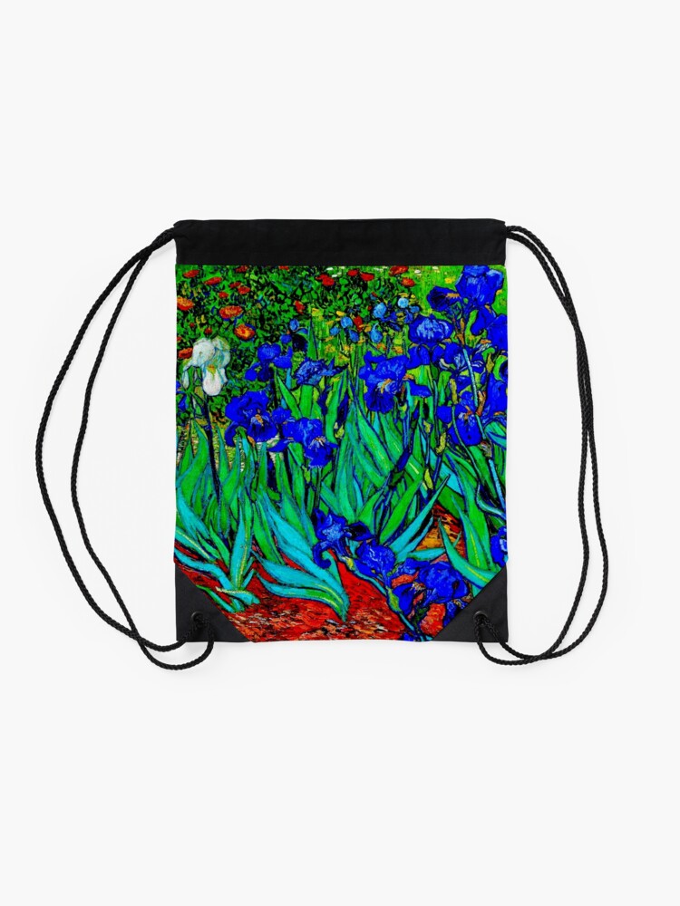 Alternate view of "Irises" by Vincent van Gogh | van Gogh Fine Art Drawstring Bag