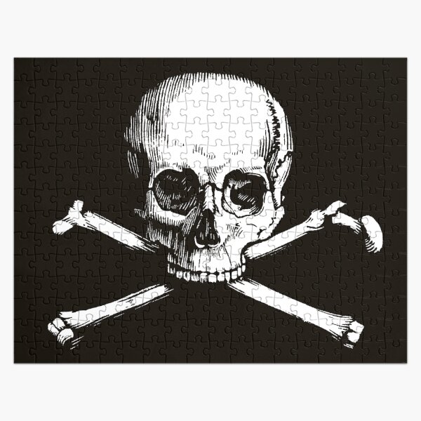 Skull and Crossbones | Jolly Roger | Pirate Flag | Deaths Head | Black and White | Skulls and Skeletons | Vintage Skulls | Jigsaw Puzzle