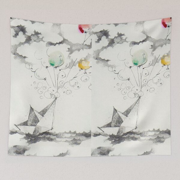 Item preview, paper boat with baloons - BIG - watercolor designed by Tizi Graphics designed and sold by TiziGraphics.