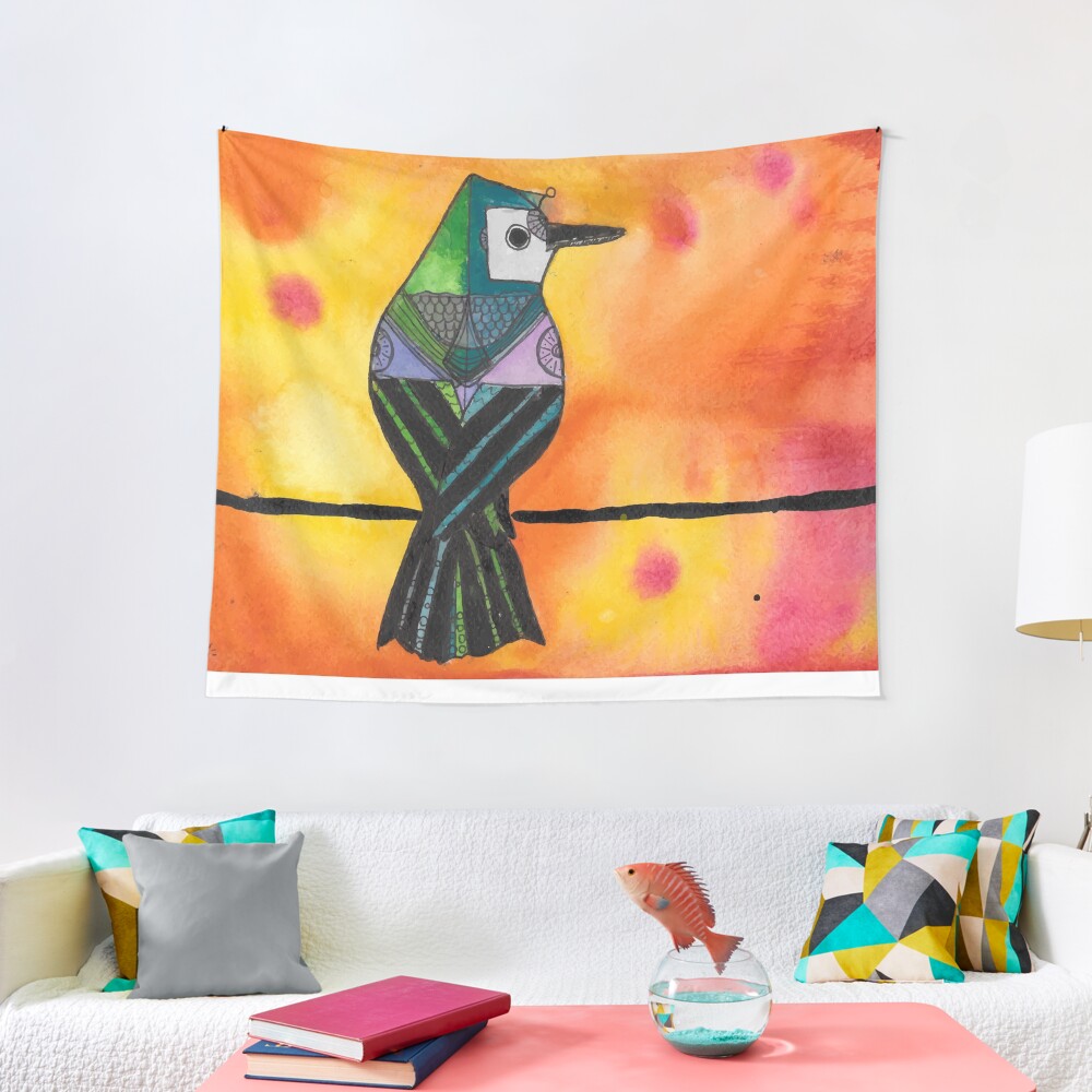 Martina - Bird Friend, the Sky is On Fire! Tapestry
