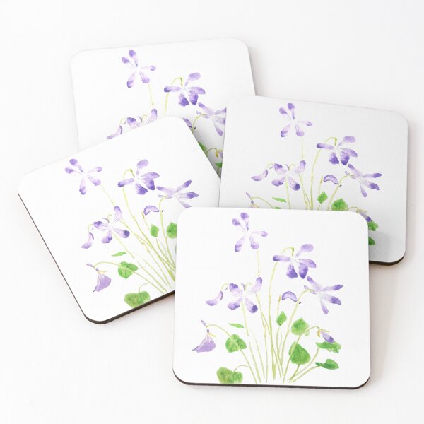Item preview, hand painted violet flowers watercolor 2020 designed and sold by ColorandColor.