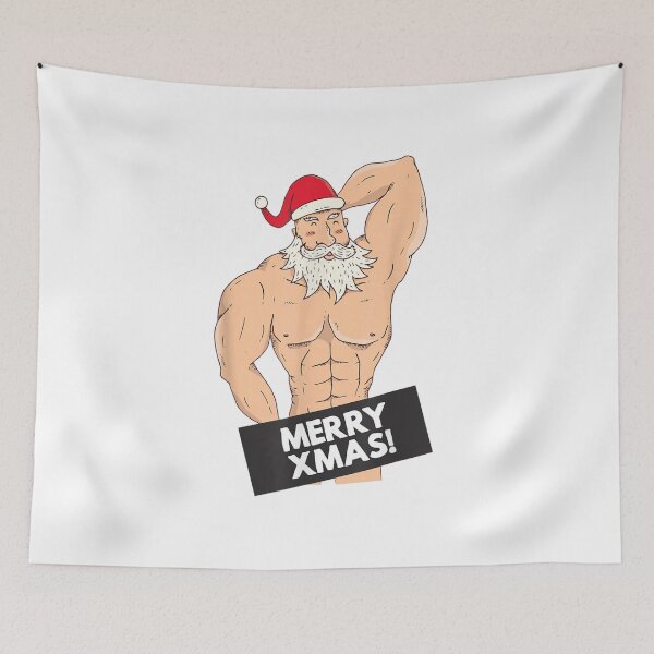 Item preview, MERRY XMAS Censored Sexy Santa Claus North Swole Meme designed and sold by KhanWill.