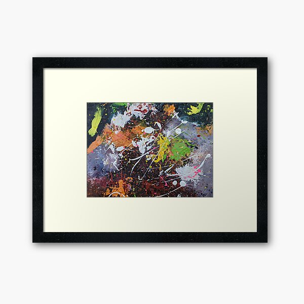 Multi-color Grunge Splatter Abstract Acrylic Art Framed Art Print