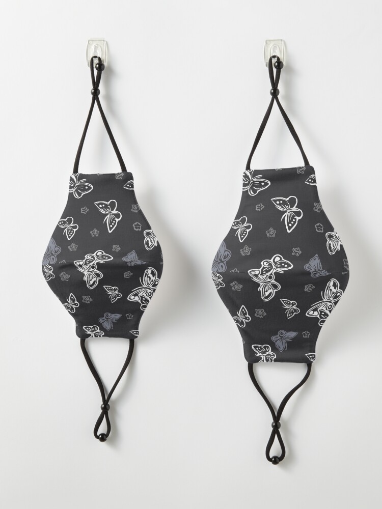 Vista alternativa de Mascarilla Mariposa y flor de cerezo - negro