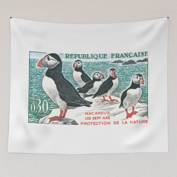 Aperçu de l'œuvre Timbre de conservation de la nature sur les Macareux moines, FRANCE, 1960 créée et vendue par retrographics.