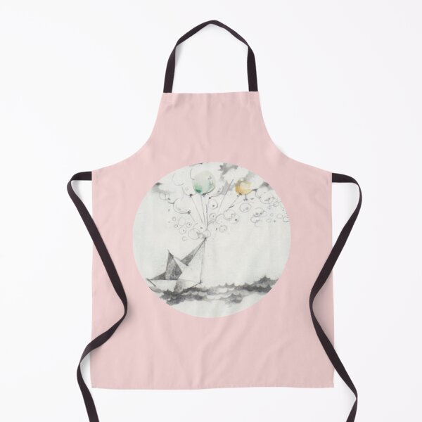 Item preview, paper boat with baloons - round on pink bg - watercolor by Tizi Graphics designed and sold by TiziGraphics.