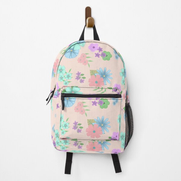 Item preview, pastel coloured flowers on peach designed and sold by PagesbyMags.