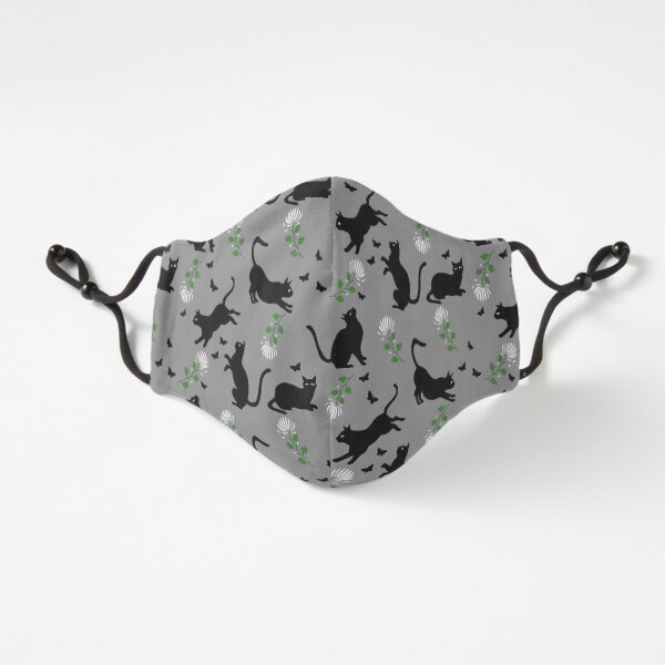 Black cats, white flowers and butterflies Fitted 3-Layer