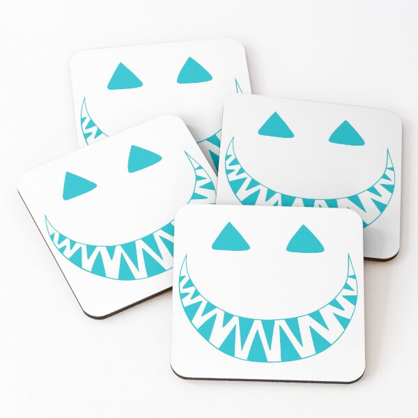 Item preview, Halloween toothy grin face turquoise blue designed and sold by ArtfulBonBon.