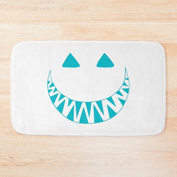 Item preview, Halloween toothy grin face turquoise blue designed and sold by ArtfulBonBon.