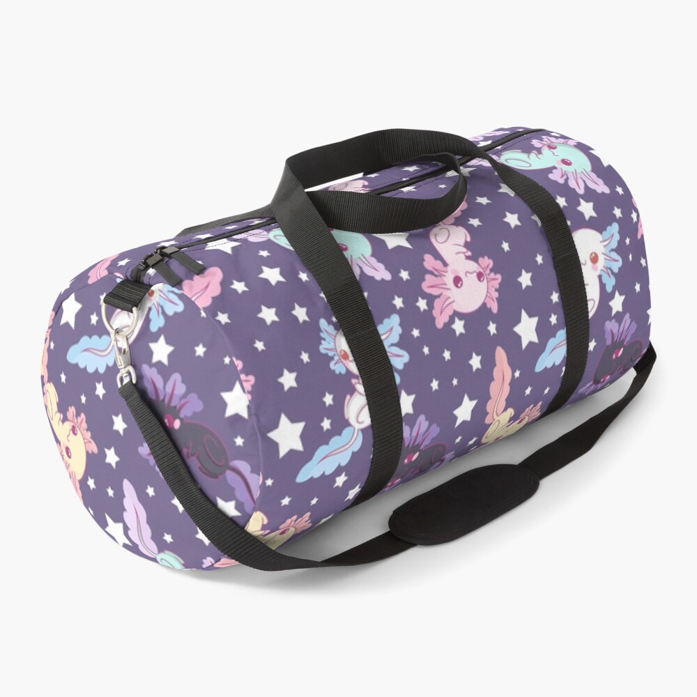 kawaii axolotl pattern lilac Duffle Bag