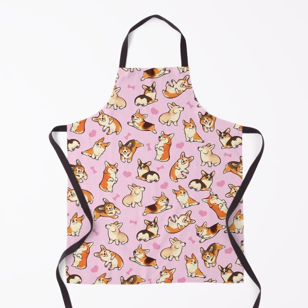 Lovey corgis in pink Apron