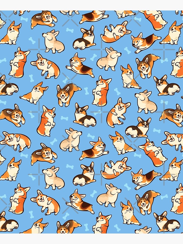 Jolly corgis in blue by Colordrilos