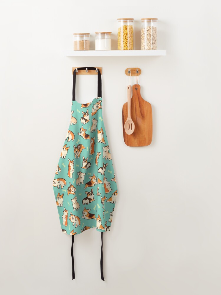 Alternate view of Jolly corgis in green Apron