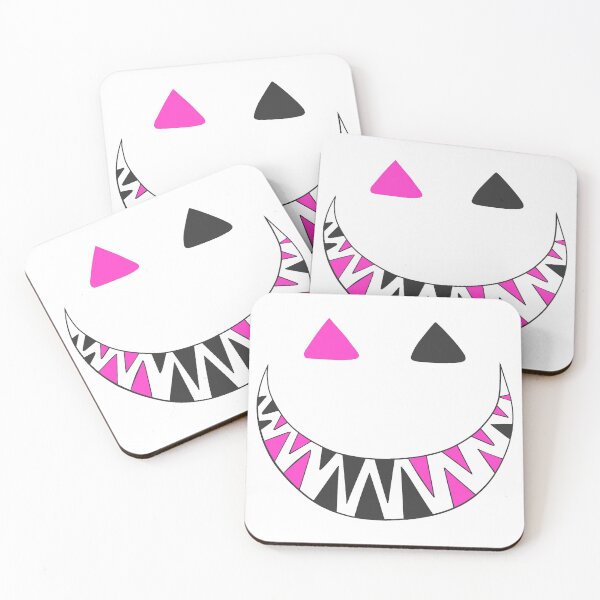Item preview, Halloween toothy grin face dark gray and pink designed and sold by ArtfulBonBon.