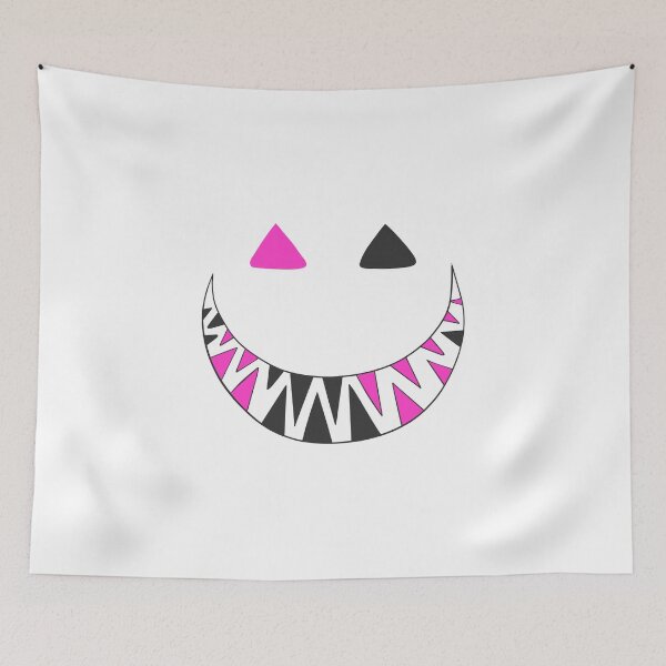 Item preview, Halloween toothy grin face dark gray and pink designed and sold by ArtfulBonBon.