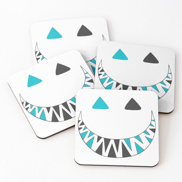 Item preview, Halloween toothy grin face dark gray and turquoise designed and sold by ArtfulBonBon.