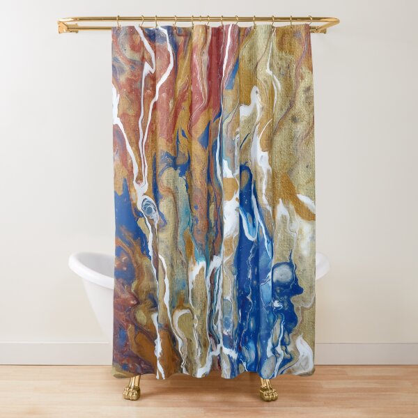 Red and Gold pour art -- lava Shower Curtain