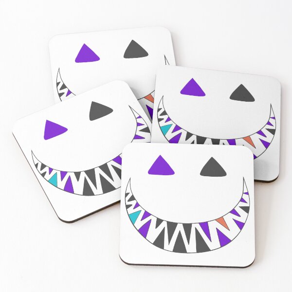 Item preview, Halloween toothy grin face dark gray, purple, orange and turquoise designed and sold by ArtfulBonBon.