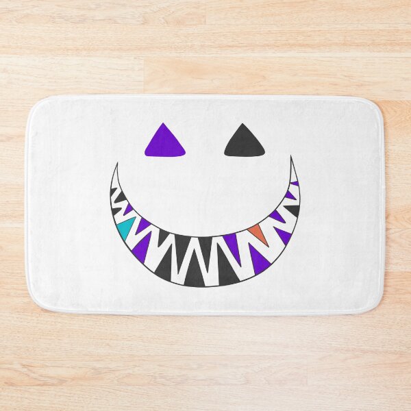 Item preview, Halloween toothy grin face dark gray, purple, orange and turquoise designed and sold by ArtfulBonBon.