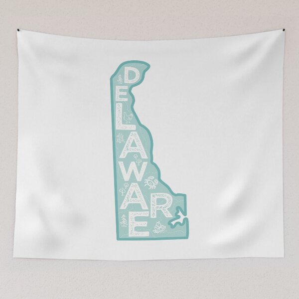 Item preview, Delaware Map Typography Blue designed and sold by HelloGentry.