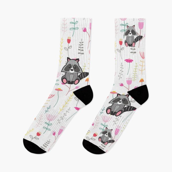 Item preview, Floral patterns with cute raccoons kawaii designed and sold by SpicyCherrys.