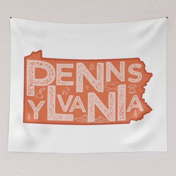 Item preview, Pennsylvania Map Typography Red designed and sold by HelloGentry.