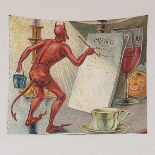 Item preview, The Devil's Halloween Menu Vintage Illustration designed and sold by DeeElle.