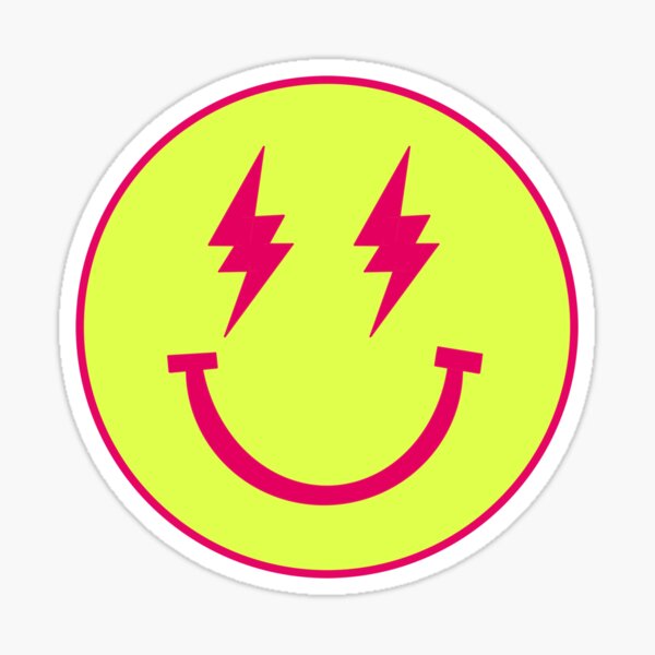 rayo de neón cara sonriente Pegatina
