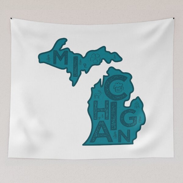 Item preview, Michigan Map Typography Navy designed and sold by HelloGentry.