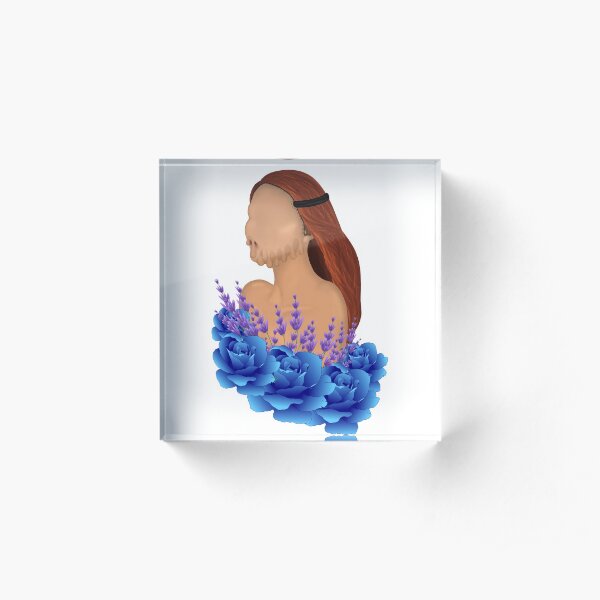 Floral No Face Mask Portrait Acrylic Block