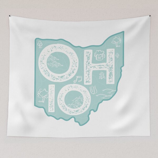 Item preview, Ohio Map Typography Blue designed and sold by HelloGentry.